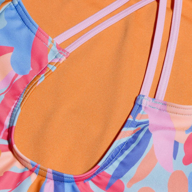 Speedo Girls Allover Double Thinstrap-Swimwear-Speedo-AU6 | GB7-8-Neon Violet/Parma Violet/Baja Blue/Mango/Twilight Mauve-Ashlee Grace Activewear & Swimwear Online