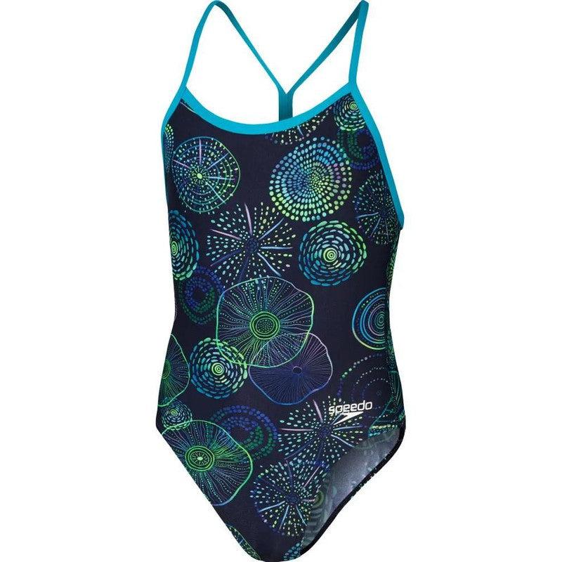 Speedo Girls Allover V-Back | Jellyfish Glows-Swimwear-Speedo-AU4 | GB5-6-Jellyfish Glows-8-1284615143-Ashlee Grace Activewear & Swimwear Online