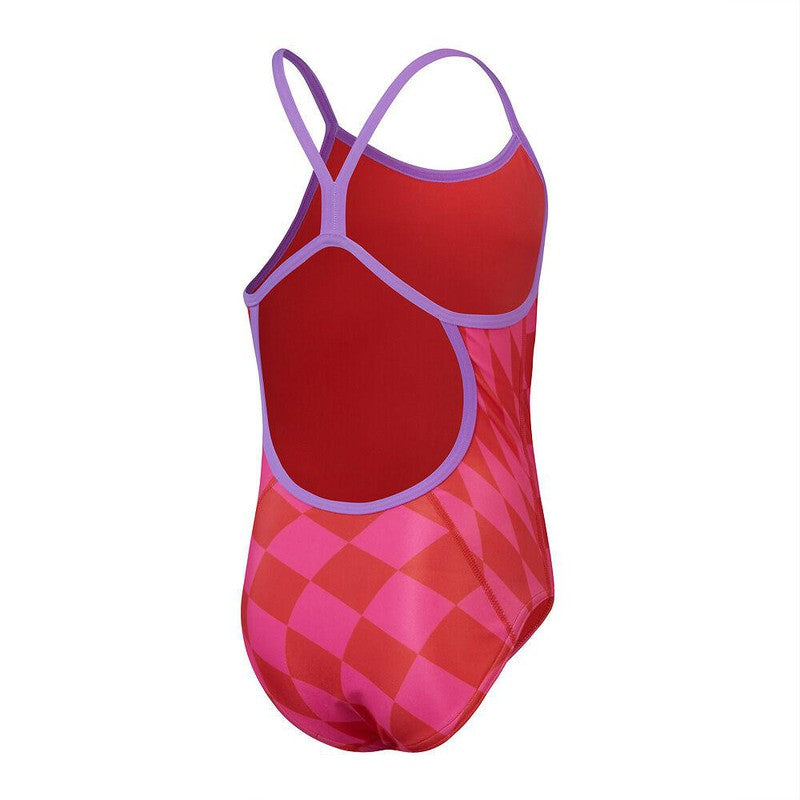 Speedo Girls Allover V-Back-Swimwear-Speedo-AU8 | GB9-10-True Navy/Orchid Shine/Green Glow-Ashlee Grace Activewear & Swimwear Online