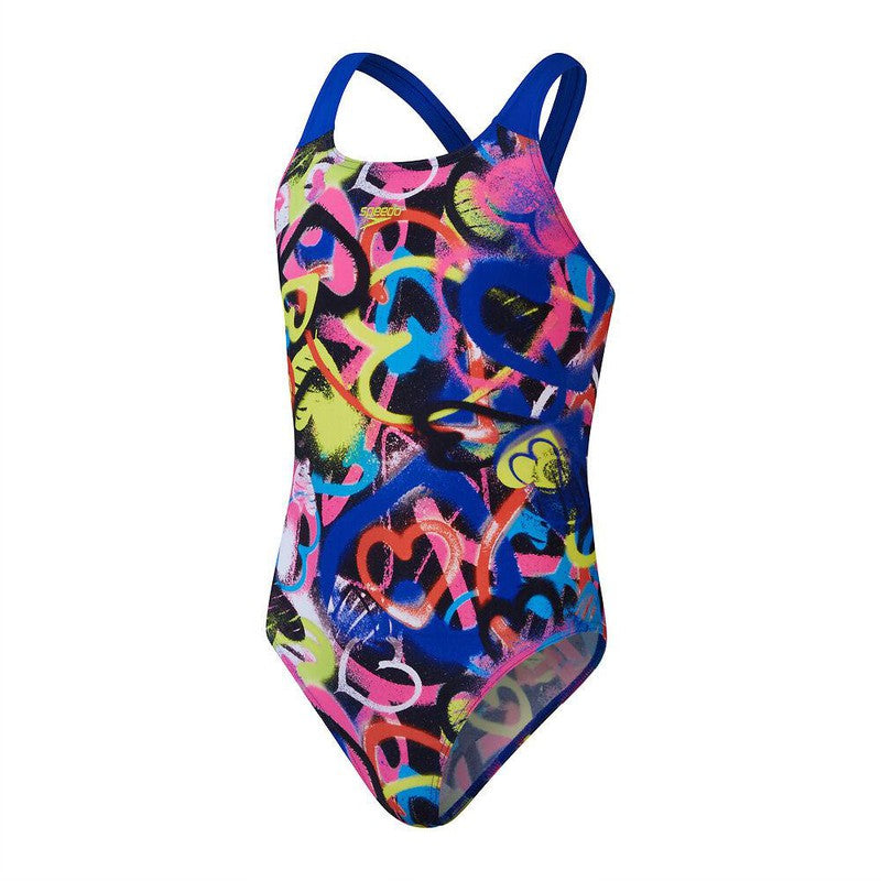 Speedo Girls Digital Allover Powerback-Swimwear-Speedo-AU4 | GB5-6-True Cobalt/Flare Pink/Bolt/Bitter Lime/Watermelon/Black/White-Ashlee Grace Activewear & Swimwear Online