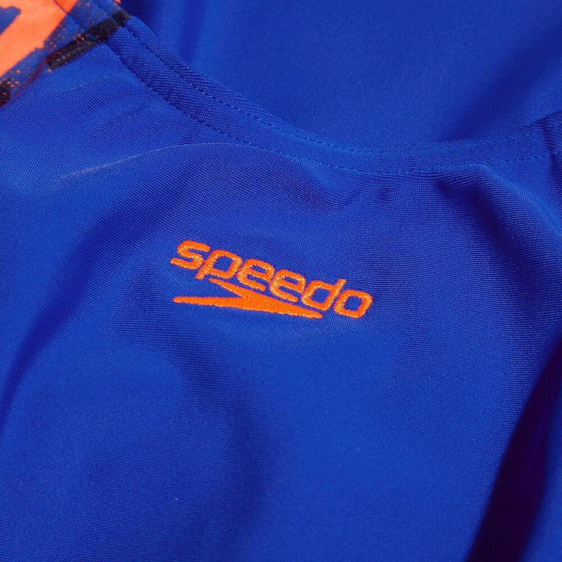 Speedo Girls Hyperboom Printed Splice Muscleback-Swimwear-Speedo-6-True Cobalt/Volcanic Orange/True Navy-8-1345615579-Ashlee Grace Activewear & Swimwear Online