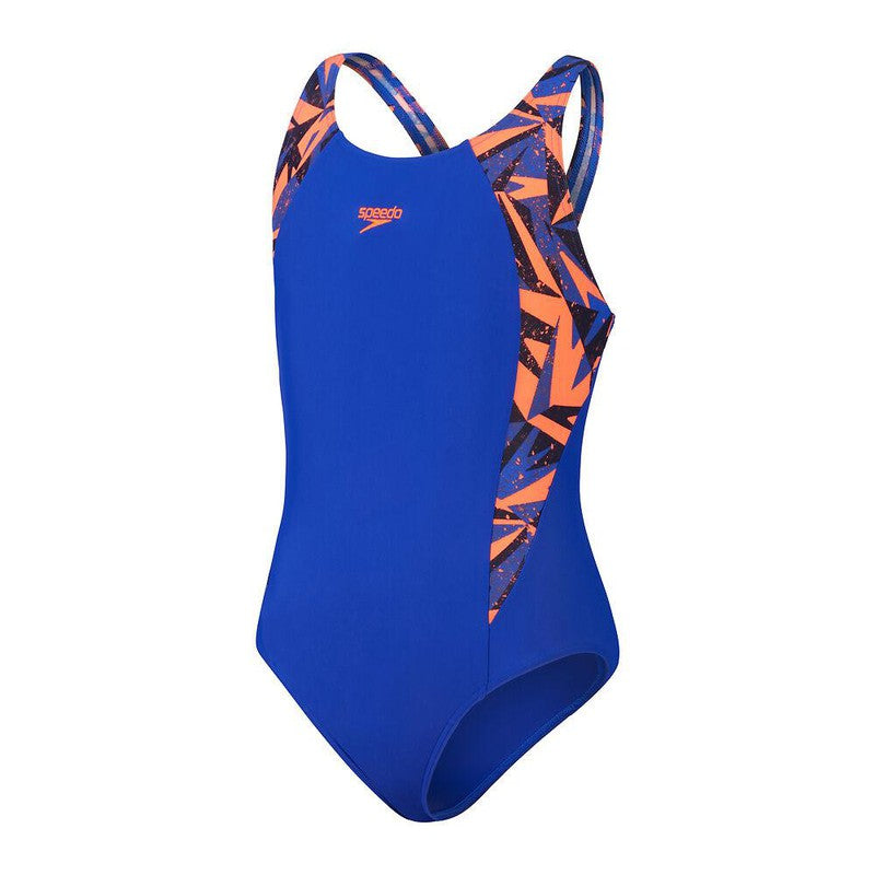 Speedo Girls Hyperboom Printed Splice Muscleback-Swimwear-Speedo-6-True Cobalt/Volcanic Orange/True Navy-8-1345615579-Ashlee Grace Activewear & Swimwear Online