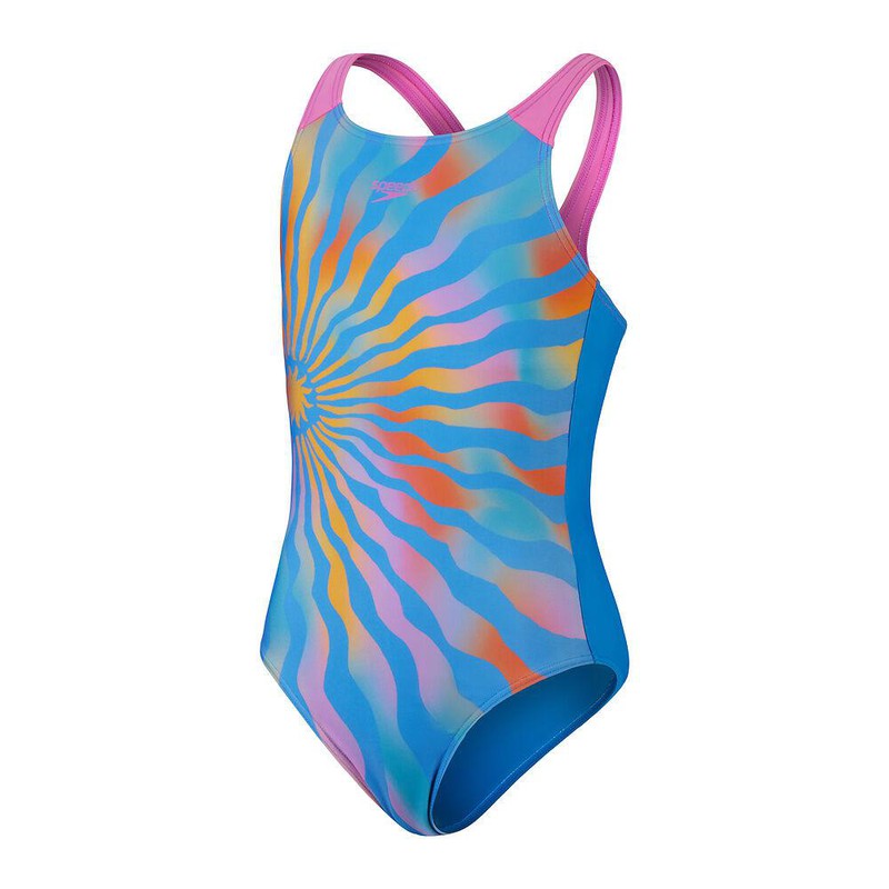 Speedo Girls Placement Pulseback-Swimwear-Speedo-AU4 | GB5-6-Baja Blue/Mango/Twilight Mauve/Carrot Cake-Ashlee Grace Activewear & Swimwear Online