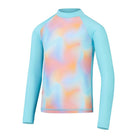 Speedo Girls Printed Long Sleeve Rash Top-Swimwear-Speedo-AU6 | GB5-6-Marine Blue/Pumpkin Spice/Curious Blue/Funny Pink-Ashlee Grace Activewear & Swimwear Online