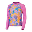 Speedo Girls Printed Long Sleeve Rash Top-Swimwear-Speedo-AU6 | GB5-6-Colour Neon Violet/Parma Violet/Baja Blue/Mango/Twilight Mauve-Ashlee Grace Activewear & Swimwear Online
