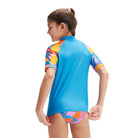 Speedo Girls Printed Short Sleeve Sun Top-Swimwear-Speedo-AU6 | GB7-8-Baja Blue/Mango/Twilight Mauve/Carrot Cake/Neon Violet-Ashlee Grace Activewear & Swimwear Online