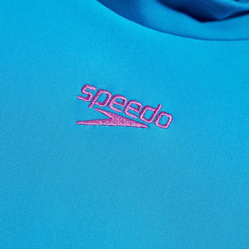 Speedo Girls Printed Short Sleeve Sun Top-Swimwear-Speedo-AU6 | GB7-8-Baja Blue/Mango/Twilight Mauve/Carrot Cake/Neon Violet-Ashlee Grace Activewear & Swimwear Online