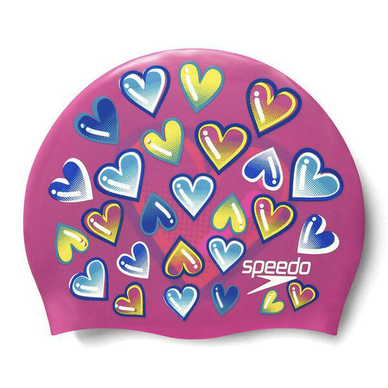 Speedo Junior Reversible Slogan Cap-Swim Caps-Speedo-ONE SIZE-Heart Rose-Ashlee Grace Activewear & Swimwear Online