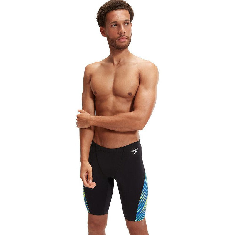 Speedo Mens Allover Digital V-Cut Jammer-Swimwear-Speedo-AU6 | GB26-Black/True Cobalt-Ashlee Grace Activewear & Swimwear Online