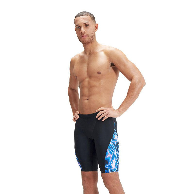 Speedo Mens Allover V-Cut Jammer-Swimwear-Speedo-AU6 | GB26-Black/True Cobalt/Cobalt Pop/Bondi Blue/Indigo Glow-8-00357715887-Ashlee Grace Activewear & Swimwear Online