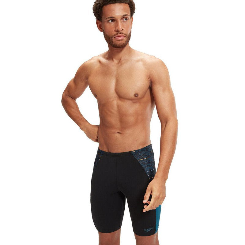 Speedo Mens Eco End+ Splice Jammer-Swimwear-Speedo-AU6 | GB26-Black/Dark Teal-Ashlee Grace Activewear & Swimwear Online