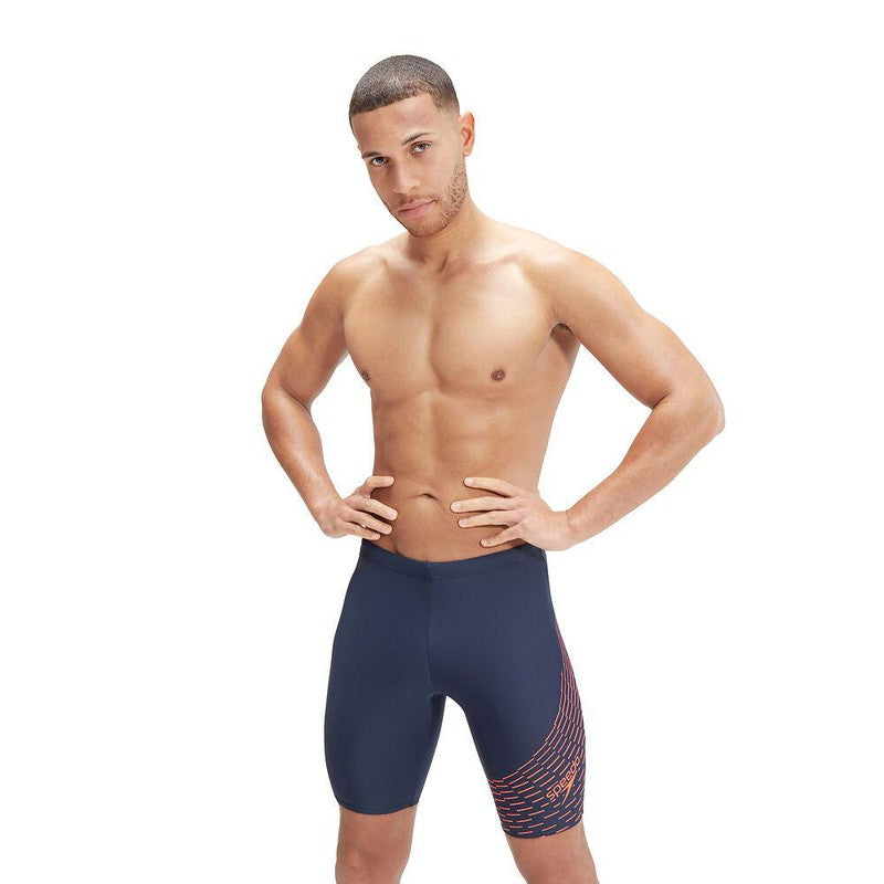 Speedo Mens Medley Logo Jammer-Swimwear-Speedo-AU6 | GB26-True Navy/ Volcanic Orange-8-1135515665-Ashlee Grace Activewear & Swimwear Online