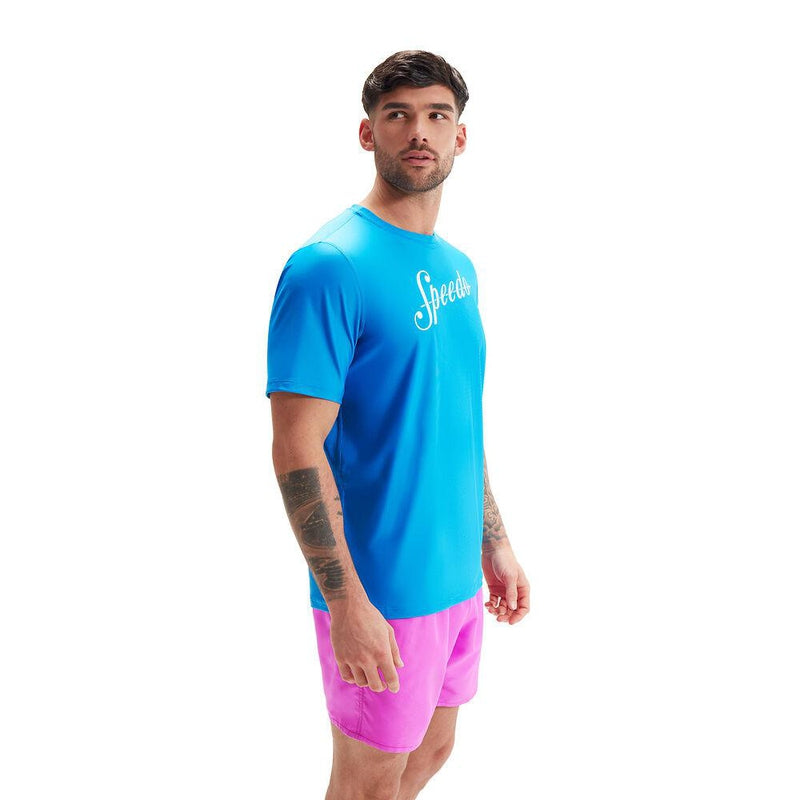 Speedo Mens Short Sleeve Tee-T-Shirt-Speedo-XS-Baja Blue-Ashlee Grace Activewear & Swimwear Online