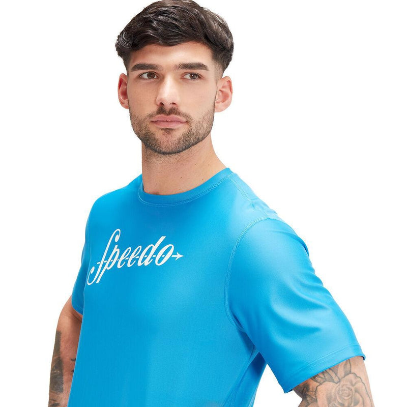 Speedo Mens Short Sleeve Tee-T-Shirt-Speedo-XS-Baja Blue-Ashlee Grace Activewear & Swimwear Online