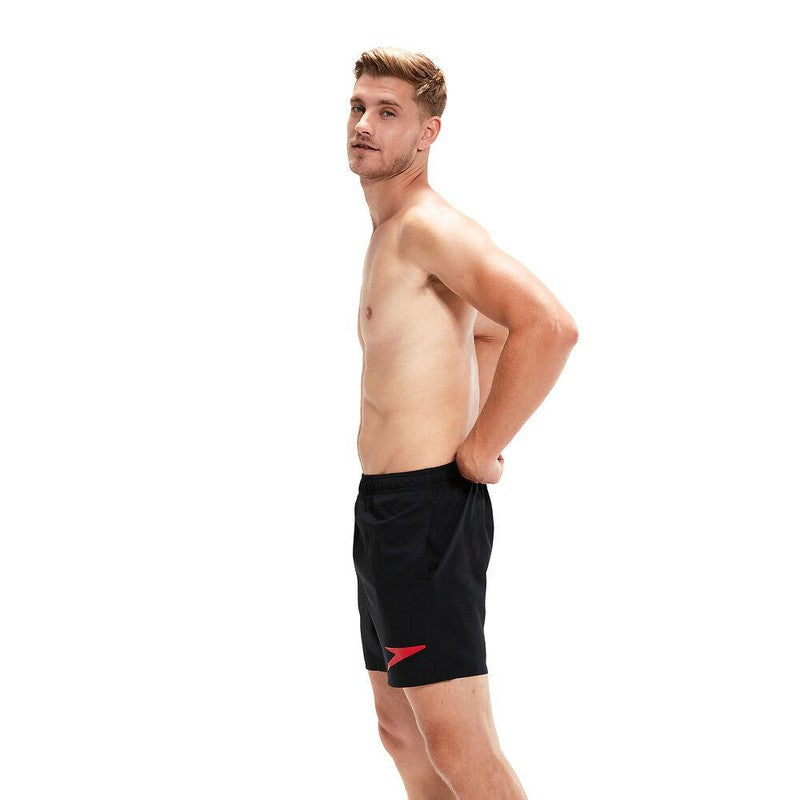 Speedo Mens Sport Logo 16" Watershort-Swimwear-Speedo-XS-Black/Fed Red-8-1144414433-Ashlee Grace Activewear & Swimwear Online