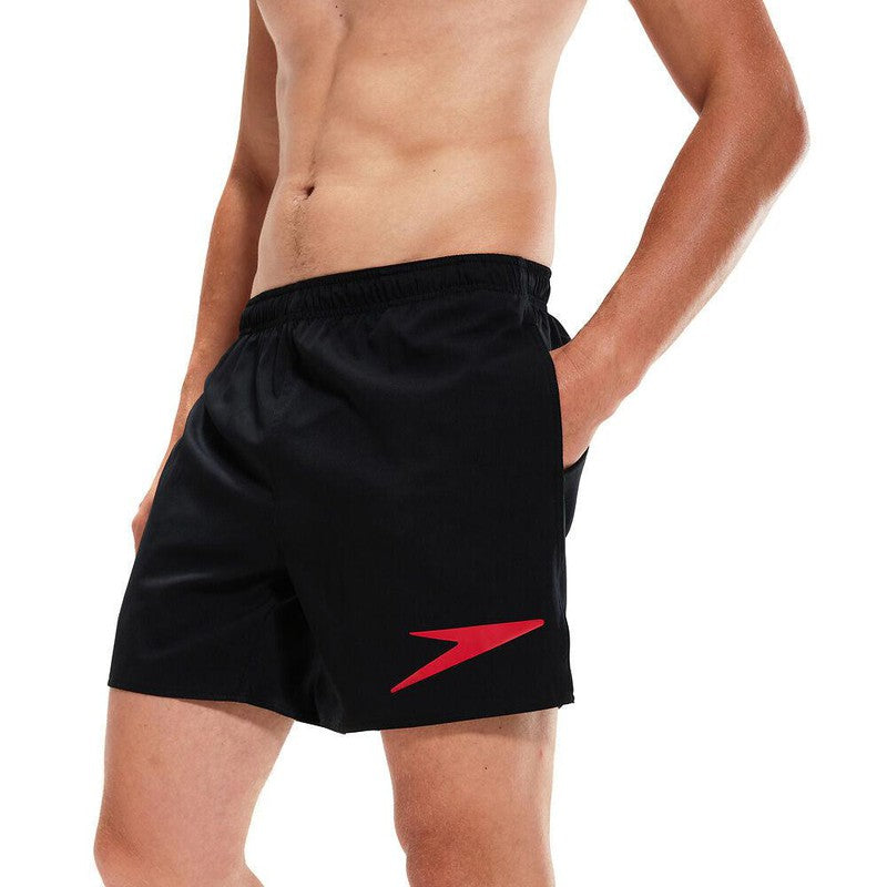 Speedo Mens Sport Logo 16" Watershort-Swimwear-Speedo-XS-Black/Fed Red-8-1144414433-Ashlee Grace Activewear & Swimwear Online