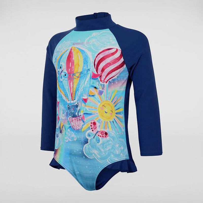 Speedo Toddler Girls Long Sleeve Frill One Piece-Swimwear-Speedo-1-Harmony Blue/Spearmint/Azure Blue/Pink Splash/Radiant Yellow-Ashlee Grace Activewear & Swimwear Online