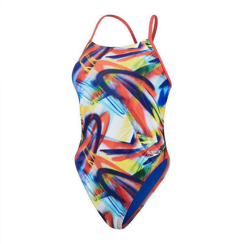 Speedo Womens Allover Digital Lattice Tie Back-Swimwear-Speedo-AU4 | GB28-Watermelon/True Navy/Bitter Lime/Bolt/True Cobalt-8-00406416609-Ashlee Grace Activewear & Swimwear Online