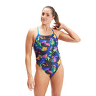 Speedo Womens Allover Digital V-Back-Swimwear-Speedo-AU6 | GB30-Black/Indigo Glow/Orchid Shine/Mango/Green Glow-8-1284315866-Ashlee Grace Activewear & Swimwear Online