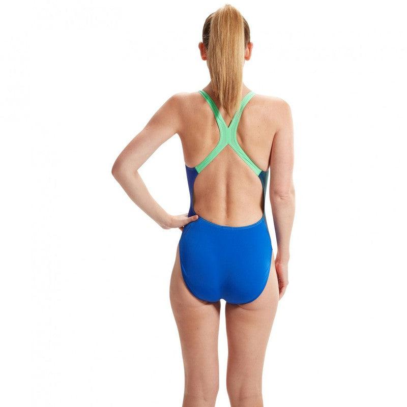 Speedo Womens Placement Digital Powerback-Swimwear-Speedo-AU4 | GB28-True Cobalt/Harlequin Green-8-00314816690-Ashlee Grace Activewear & Swimwear Online