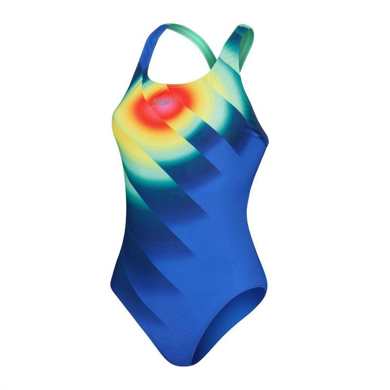 Speedo Womens Placement Digital Powerback-Swimwear-Speedo-AU4 | GB28-True Cobalt/Harlequin Green-8-00314816690-Ashlee Grace Activewear & Swimwear Online