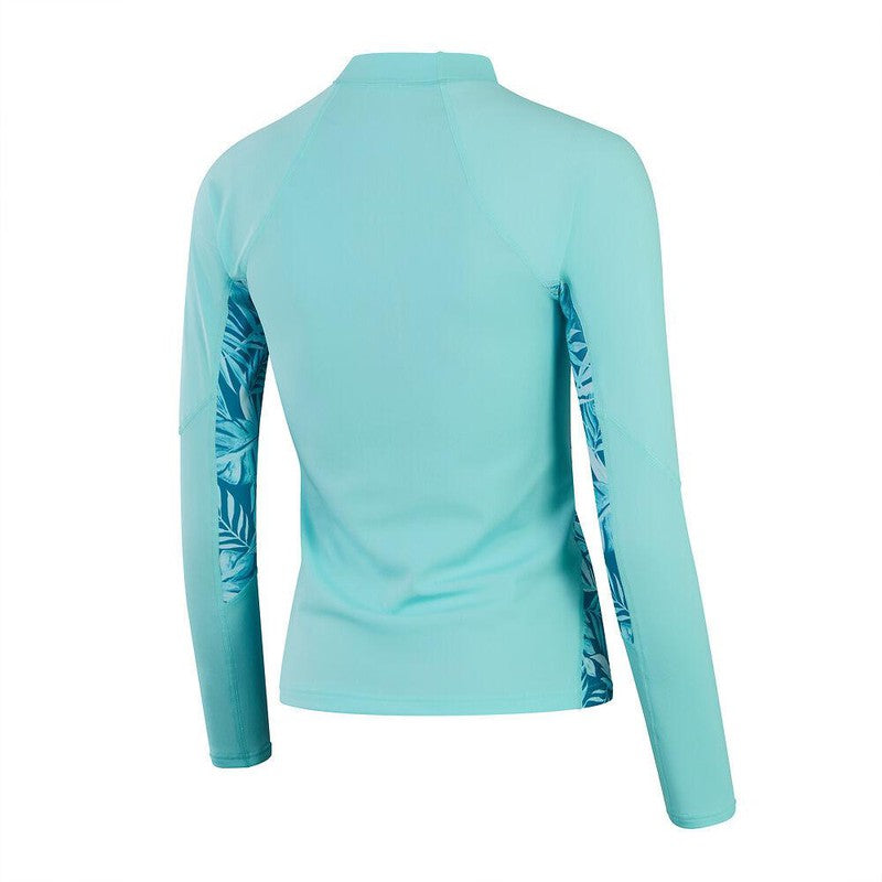 Speedo Womens Printed Long Sleeve Rash Top-Swimwear-Speedo-M-Peacock/Marine Blue-Ashlee Grace Activewear & Swimwear Online