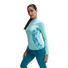 Speedo Womens Printed Long Sleeve Rash Top-Swimwear-Speedo-M-Peacock/Marine Blue-Ashlee Grace Activewear & Swimwear Online