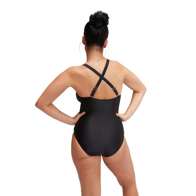 Speedo Womens Shaping V-Nieck One Piece-Swimwear-Speedo-AU12 | GB36-Black-8/0037040001-Ashlee Grace Activewear & Swimwear Online