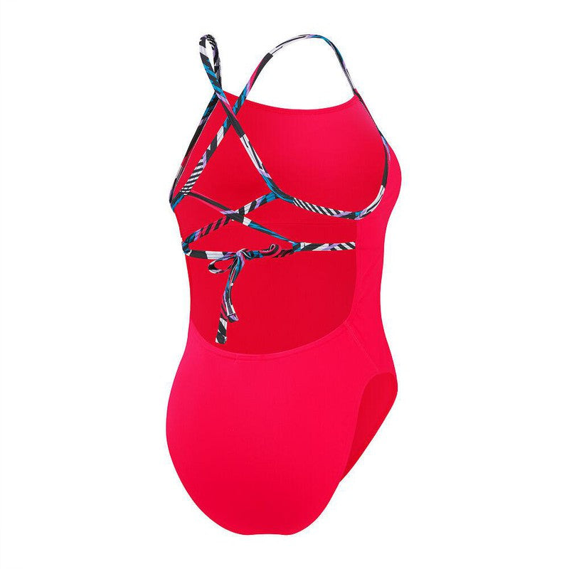 Speedo Womens Solid Lattice Tie Back-Swimwear-Speedo-AU4 | GB28-Watermelon-Ashlee Grace Activewear & Swimwear Online