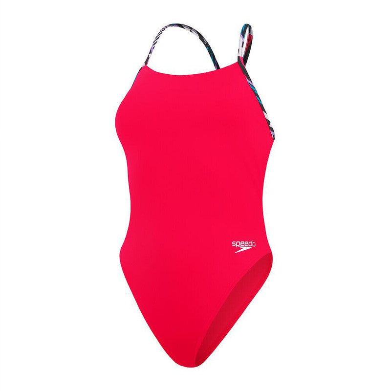 Speedo Womens Solid Lattice Tie Back-Swimwear-Speedo-AU4 | GB28-Watermelon-Ashlee Grace Activewear & Swimwear Online